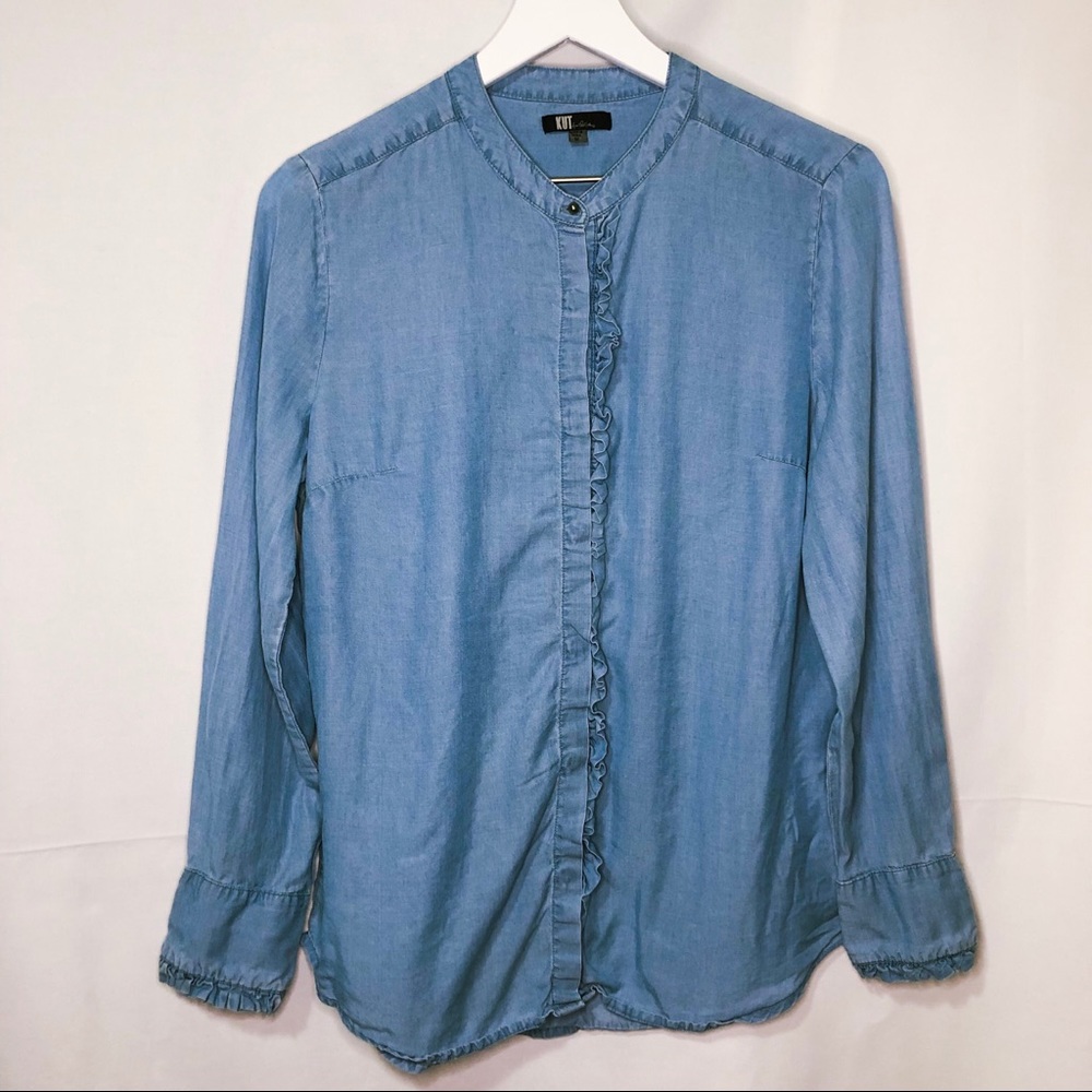 KUT from the Kloth | Chambray Ruffle Shirt